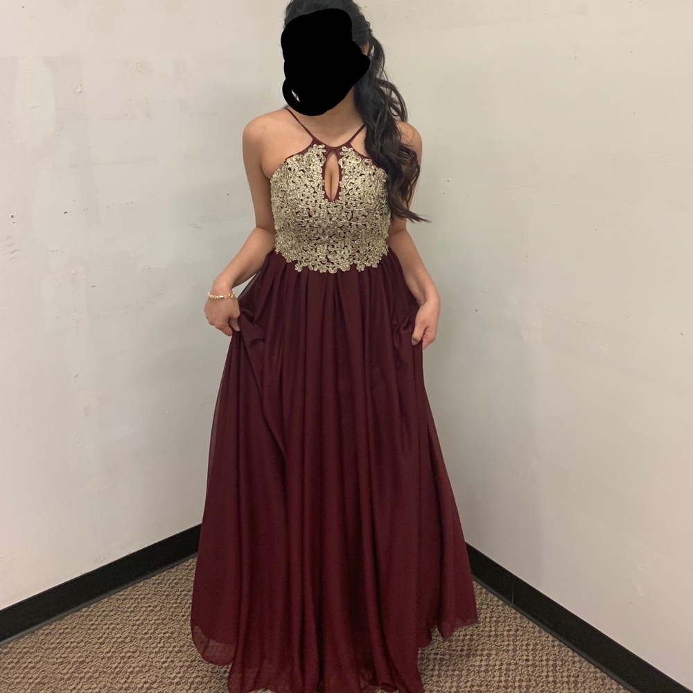 maroon/gold prom dress! - Picture 1 of 1